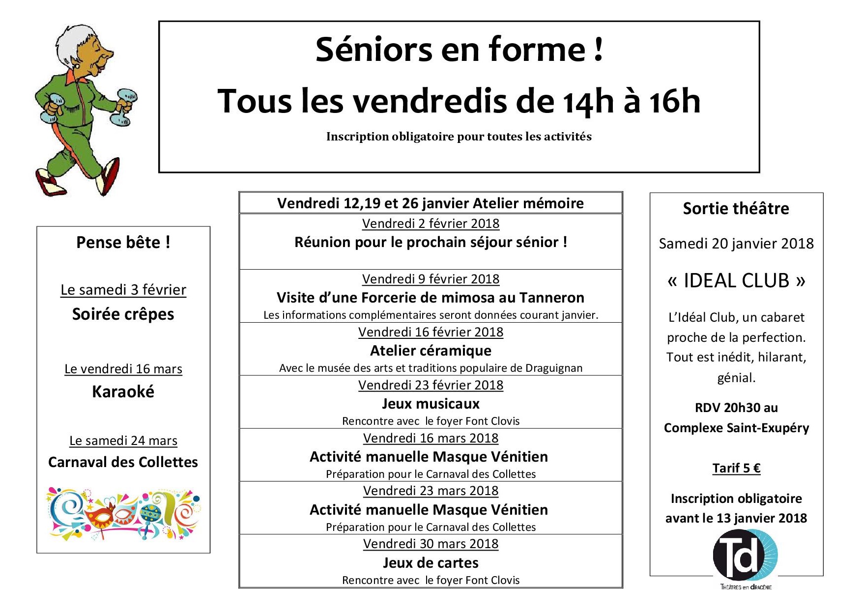 PROGRAMME SENIORS EN FORME - JANVIER A MARS 2018 - CSC Draguignan